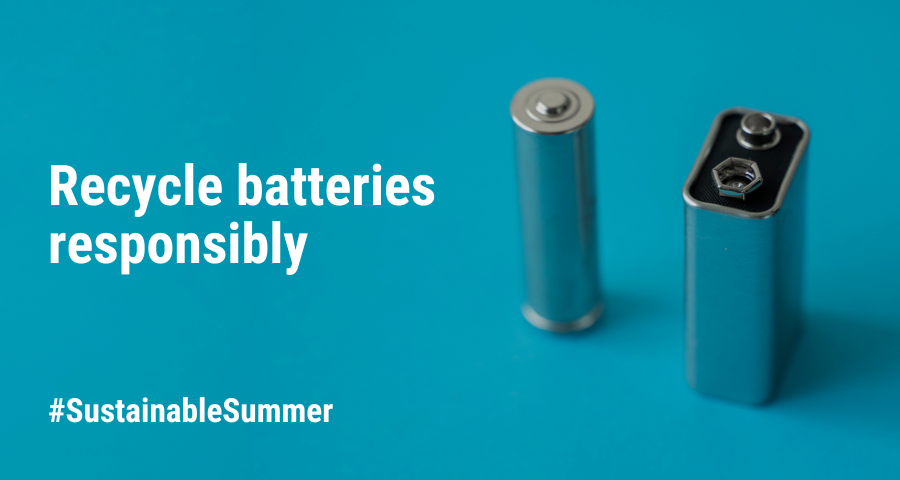 Never put unwanted batteries in your recycling or general waste bin. Always #recycle batteries responsibly by taking them to your local recycling centre or designated collection point at a supermarket. #SustainableSummer