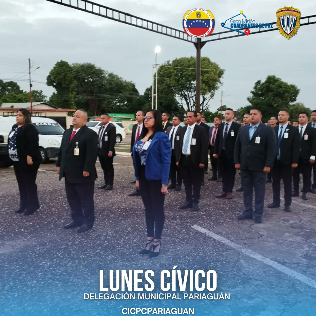 cicpc347's tweet photo. #22Julio La Delegación Municipal Pariaguán realizó acto de Lunes Cívico, con entonación de los himnos Nacional, del estado Anzoátegui e Institucional, así como el izamiento de la Bandera Nacional y Estandarte Institucional https://t.co/P8oIm8MsSe