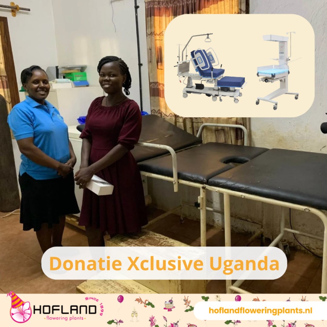 “Wij zijn ’rijk’ met alles wat we hebben om ons heen”  Daarom hebben wij donaties gevraagd t.g.v. ons jubileum voor de kliniek van Xclusive Uganda.  Het geld wordt daar besteed aan een onderzoekstafel voor pasgeboren baby’s en een speciaal “verlosbed” voor de moeders.