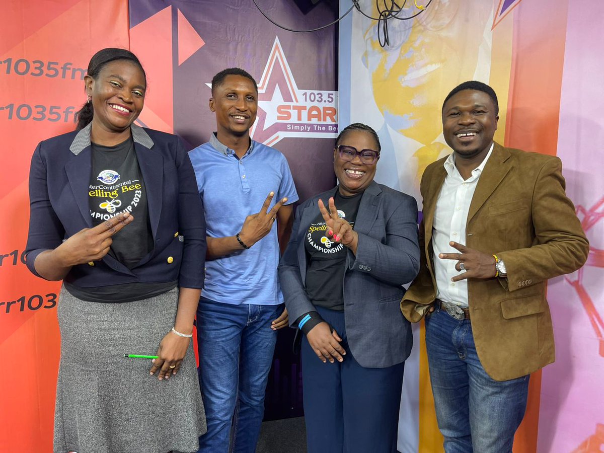 BeeEdupro's tweet photo. A Group Picture with StarrFM presenter Nana Asiedu Korankye (In blue Shirt), Edupro team (Ladies) and a Studio guest after a brief Interview... 
.
@EIBNetworkGhana @ghonetv 
.
#ghananationalspellingbee https://t.co/gTb6n0KpBB