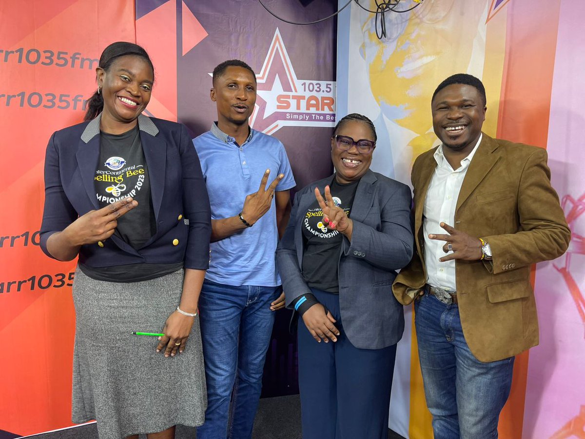 BeeEdupro's tweet photo. A Group Picture with StarrFM presenter Nana Asiedu Korankye (In blue Shirt), Edupro team (Ladies) and a Studio guest after a brief Interview... 
.
@EIBNetworkGhana @ghonetv 
.
#ghananationalspellingbee https://t.co/gTb6n0KpBB