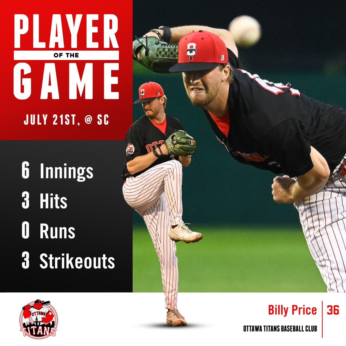 ottawa_titans's tweet photo. Un-Billy-vable 1st pro start! 🤯

Billy Price tossed 6 shutout innings yesterday! 🔥

#HereToStay https://t.co/eVK0IueqBl