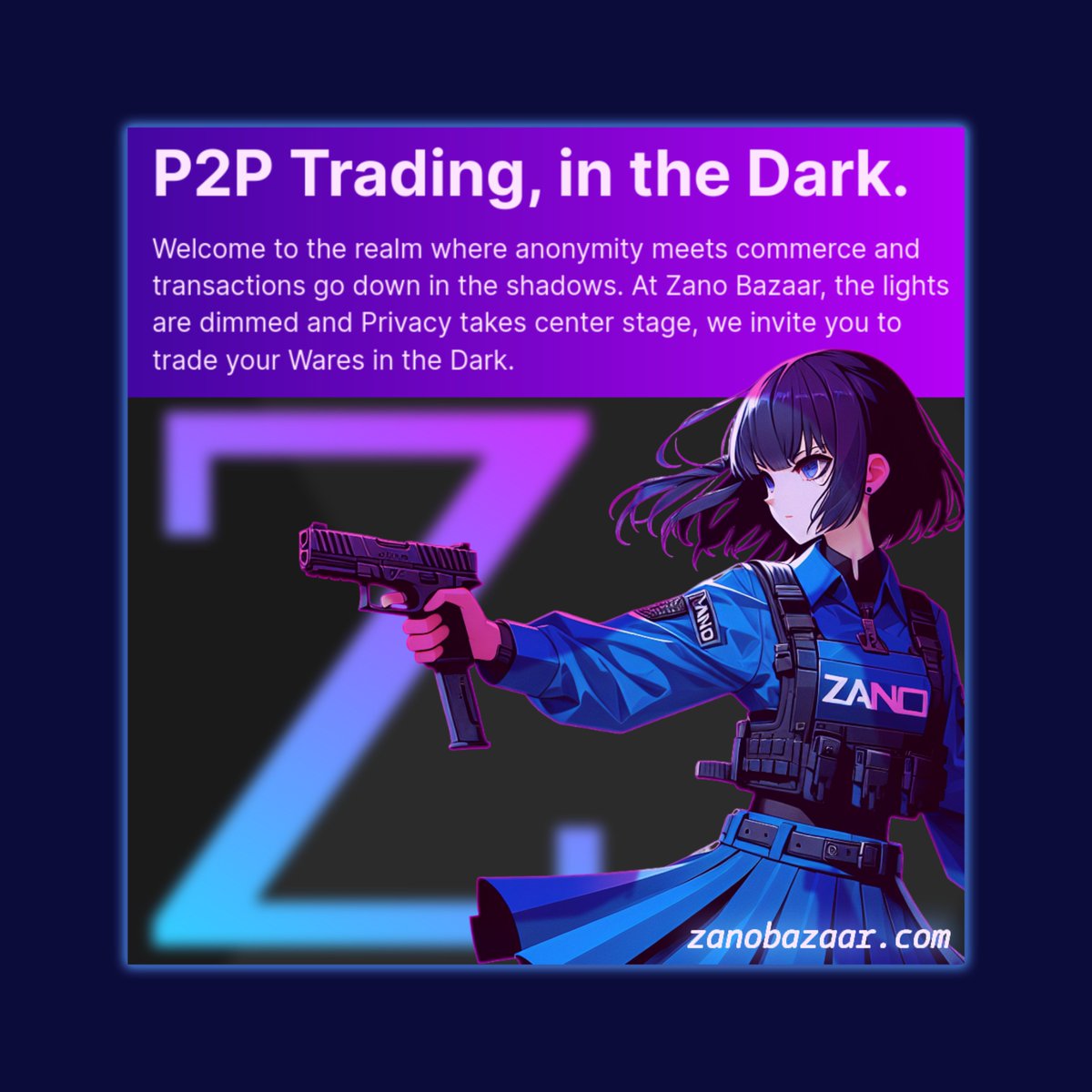 Zanochan is using the <a href="/ZanoBazaar/">Zano Bazaar</a>, a decentralized and anonymous marketplace for all her needs.

$zchan on $zano