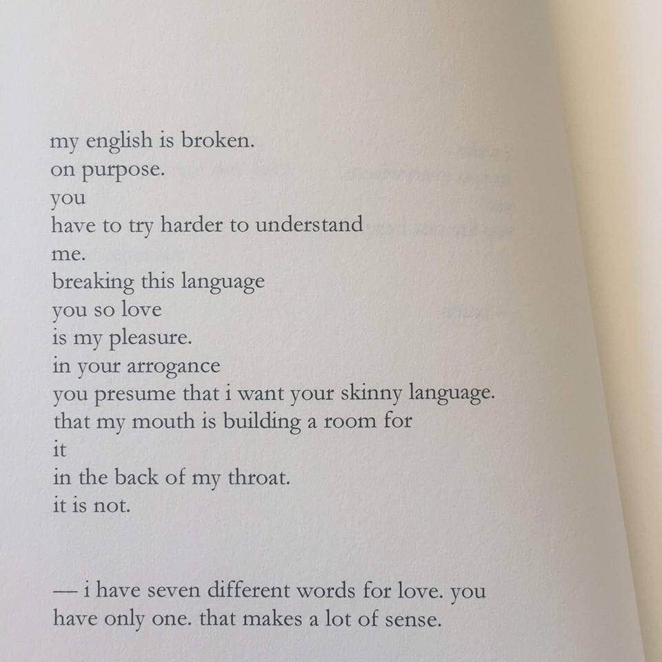 sandeepbak's tweet image. "Broken English" in *Salt* (2017) by Nayyira Waheed