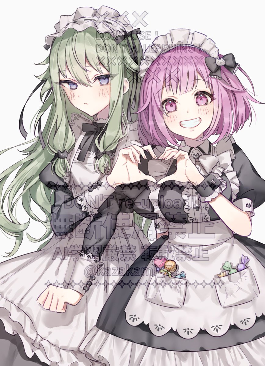 草薙寧々 ,鳳えむ 「メイドえむねねチャン#prsk_FA 」|銘夜@原稿中！の