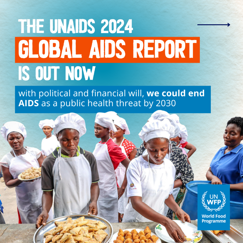 WFP's tweet photo. In 2023, AIDS claimed a life every single minute. But ending AIDS is within our reach.

Get the latest @UNAIDS report and learn more about the link between hunger, nutrition and HIV.

#GlobalAIDSUpdate2024