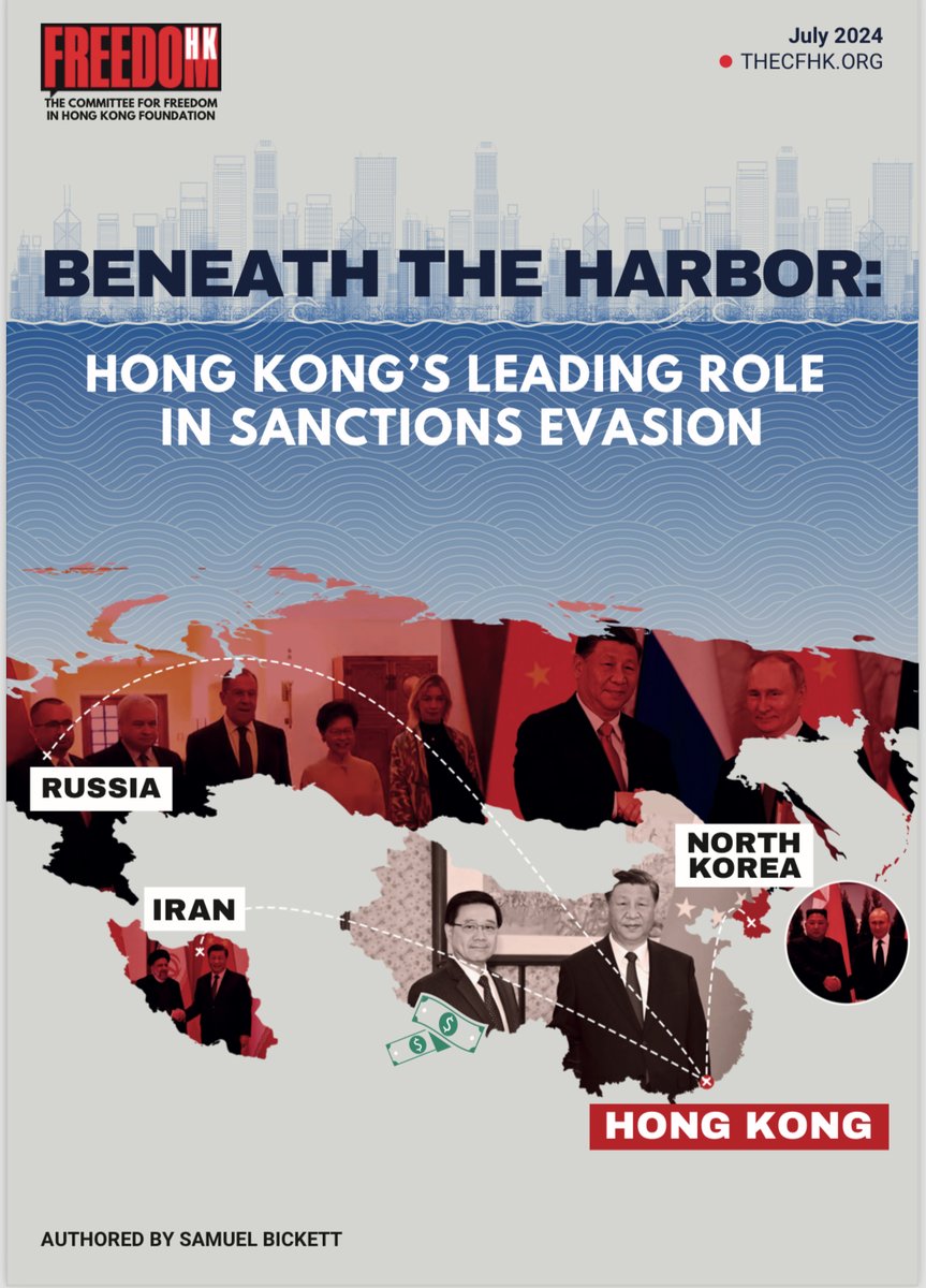 SamuelBickett's tweet photo. For the past 6 months, I’ve been working with CFHK to track Hong Kong companies helping Russia, Iran, and North Korea evade global sanctions with the tacit blessing of the Hong Kong government. Our report, released today, uncovers the stunning breadth of Hong Kong’s role in global illicit trade with these authoritarian regimes and highlights the surprising ease with which the city’s mechanisms have been exploited to evade international sanctions.

Some of our most significant findings:
🔹 Hong Kong’s exports of advanced tech to Russia surged after the invasion of Ukraine, with $750 million of shipments in Dec 2023--nearly 40% of the total--consisting of items on a US/EU list of the most essential components for Russia’s military systems.
🔹 Hong Kong companies have long supported North Korea’s illicit shipping operations, facilitating ship-to-ship transfers and the creation of fraudulent ship identities to evade international sanctions.
🔹 Hong Kong companies have facilitated the transfer of advanced drone and missile technology to Iran, which has been used to support military efforts in the Middle East and beyond, and facilitated the illicit sale of Iranian oil via ship-to-ship transfers at sea.

In the report, we call out by name companies and individuals who appear to be participating in these activities, using information found via Russian customs records collected by global security nonprofit C4ADS, Hong Kong corporate records, vessel tracking data, leaked Iranian emails, and other materials. Some of the notable cases:
🔹 Piraclinos Limited: Shipped millions of dollars’ worth of integrated circuits to the sanctioned Russian company VMK, masking its true beneficial owners through frequent changes in directors and owners from.
🔹 Arttronix International: After being sanctioned for reshipping drone parts to Iran, the owner swiftly moved to dissolve the company. Once the dissolution was complete, he established a new company under a new name, ETS International, with little scrutiny.
🔹 HK Shipping Cooperation Limited and HK Petroleum Enterprises Cooperation: Sought to facilitate significant oil deals with Iranian oil company Sahara Thunder, including arranging vessels for ship-to-ship transfers and the sale of oil originating from Oman. Both companies share the same two shareholders (including an EU citizen), director, and secretary.

Our key recommendations include empowering agencies like OFAC and BIS with increased resources and political support, using secondary sanctions against banks and logistics firms, and designating Hong Kong as a Primary Money Laundering Concern (PMLC). We’ll be working hard over the coming months to brief policymakers and seek to ensure Hong Kong’s sanctions evaders are brought to heel to effectively disrupt these illicit networks.

Read the full report at https://t.co/TmDpqPre4S.