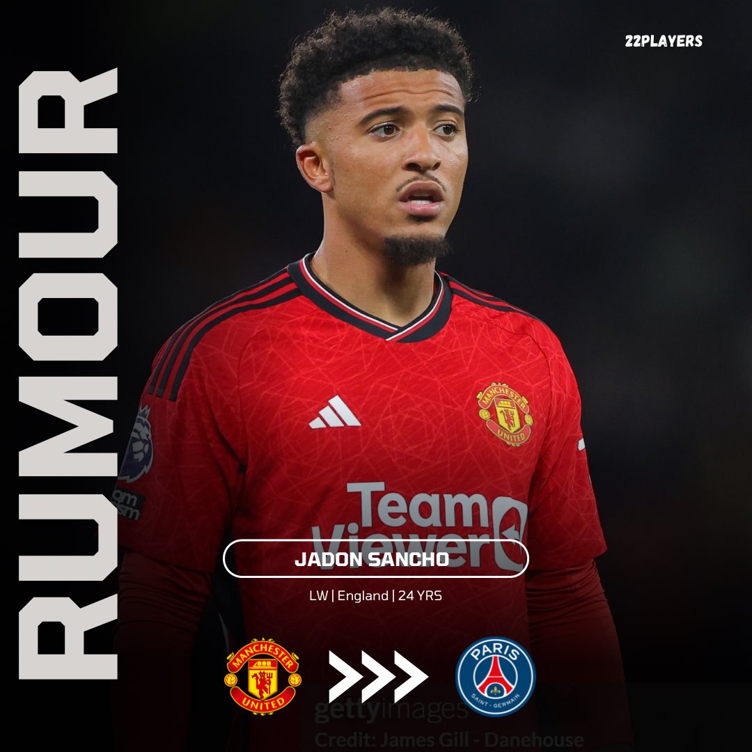 22Players's tweet photo. PSG is interested in Jadon Sancho. 👀⚽

🗣️Erik Ten Hag: “Manchester United need good players and Jadon is a good player. We have drawn that line and we move on.”

#jadonsancho #manunited #psg #rumour #transfer https://t.co/bnOlbcgbsJ