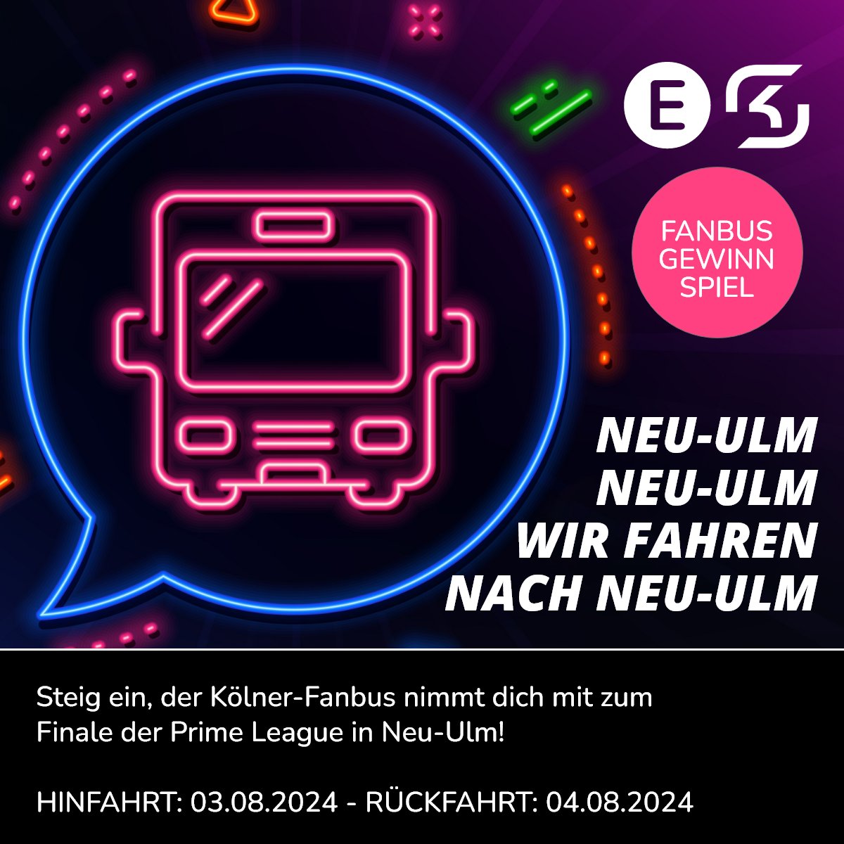Wir verlosen zusammen mit <a href="/SKGamingLeague/">SK Gaming League of Legends</a> unter allen Kommentaren 13x2 Tickets für den Fanbus zum <a href="/PrimeLeague/">Die Techniker Prime League</a> Finale 🚍

Bis Donnerstag um 23:59 Uhr:
1⃣Uns folgen
2⃣Diesen Post liken
3⃣In den Kommentaren deinen Bus-Buddy markieren

Teilnahmebedingungen: e-wie-einfach.de/E-Sports/conte…