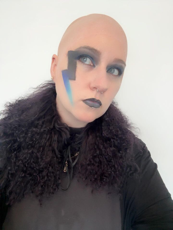 Opal_Lua's tweet photo. Did my first ever bald cap application 🖤💙 it’s fun adding new skills to my art. https://t.co/1NOSU6cLut