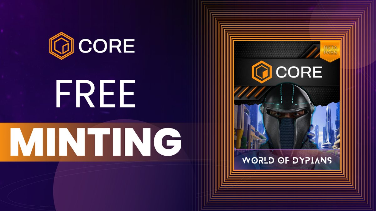 worldofdypians's tweet photo. 🔥 World of Dypians: @Coredao_Org Beta Pass NFT Free Minting! 🔥

For the next 2 weeks, mint your free Core Beta Pass NFT and unlock exclusive benefits in our game! Enjoy access to the dedicated Treasure Hunt event with a $20,000 CORE reward pool.

Mint now: https://t.co/26LMAWORyX

Take your gaming experience to the next level! 🚀