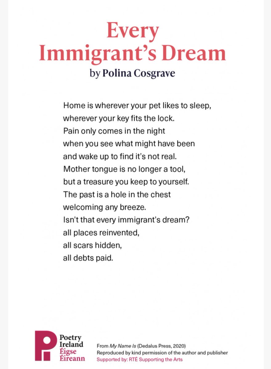 Polina Cosgrave Every Immigrant's Dream <a href="/poetryireland/">Poetry Ireland / Éigse Éireann</a>