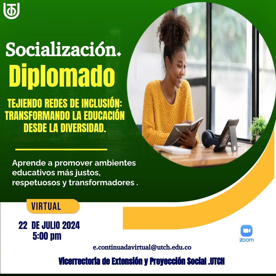 #EducaciónSuperior La <a href="/UTCH_/">Universidad Tecnológica del Chocó</a>
inicia hoy el diplomado virtual,  "Tejiendo Redes de Inclusión: Transformando la Educación desde la Diversidad”.
Hora: 5:00pm