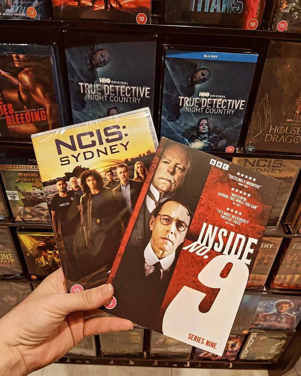 hmvIpswich's tweet photo. New releases out today 
#Abigail 
#LoveLiesBleeding 
#DCsTitans #Titans 
#NCISSydney 
#InsideNo9 
#NewMovieMonday https://t.co/xM0JThVJDI