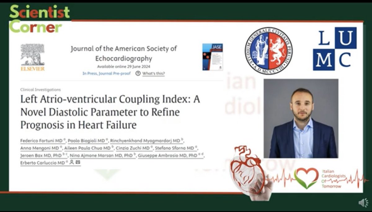 Italian Cardiologists Of Tomorrow (@italian_cot) on Twitter photo youtu.be/Q6g-s5Blcvs?si…
📣📣📣Scientist Corner 📣📣📣
📌Dott.Federico Fortuni Talks about :" Left Atrio-ventricular Coupling Index: A Novel Diastolic Parameter to Refine Prognosis in Heart Failure"
🫀
<a href="/FedeFortuni9/">Federico Fortuni</a> youtu.be/Q6g-s5Blcvs?si…
📣📣📣Scientist Corner 📣📣📣
📌Dott.Federico Fortuni Talks about :" Left Atrio-ventricular Coupling Index: A Novel Diastolic Parameter to Refine Prognosis in Heart Failure"
🫀
<a href="/FedeFortuni9/">Federico Fortuni</a>