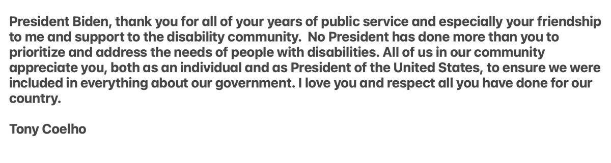 Today I thanked President Biden for all of his years of public service and especially his friendship to me and support to the disability community.  No President has done more to prioritize and address the needs of people with disabilities. <a href="/POTUS/">President Donald J. Trump</a> #disabilityinclusion