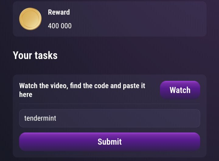 🔃All Tapswap codes ✅
1. Video title: Crypto scandals and triumps
Code: 739002
2. Video title: Tapswap news: highlights from the AMA session on TON's space
Code: 5
3. Video title: Why did Tapswap change the blockchain?
Code: 548719
4. Video title: Why crypto games keep you