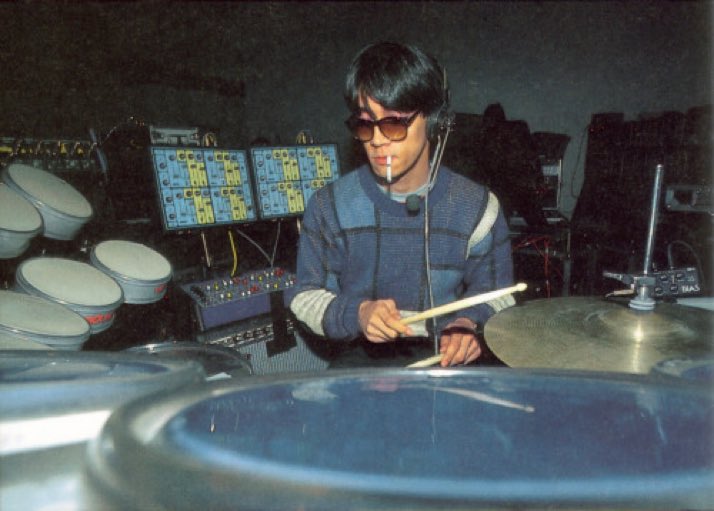Ryuichi Sakamoto drumming.