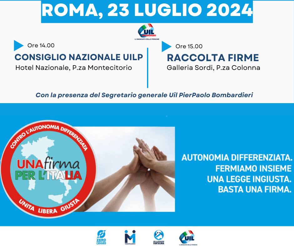L’autonomia differenziata aumenterà le troppe disuguaglianze che già ci sono nel nostro Paese. Dobbiamo contrastarla con tutti i mezzi possibili. Per questo martedì 23 luglio la Uilp comincerà a raccogliere le firme per il Referendum abrogativo”👉uilpensionati.it/comunicati-sta…