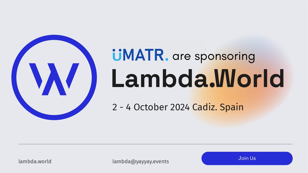 BIG NEWS 🚨 We’re gold sponsors of #LambdaWorld this year, the largest Functional Programming event in South Europe!

Don't miss out—get your tickets now! ➡️ lambda.world

📅 2 - 4 October 2024.
📍Cadiz, Spain

We look forward to seeing you there! 👋🏼