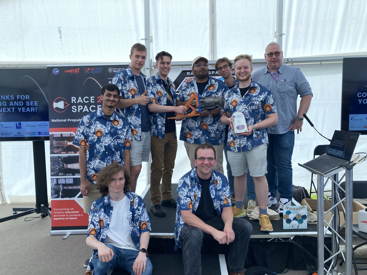 KingstonUni's tweet photo. Congratulations to the #KingstonUni Rocket Engineering Team who won the best team spirit award at the national Race 2 Space competition. 🏆 

The team received special recognition for their improvement over the past year.  🚀 @KingstonECE https://t.co/K6K7uQXakY