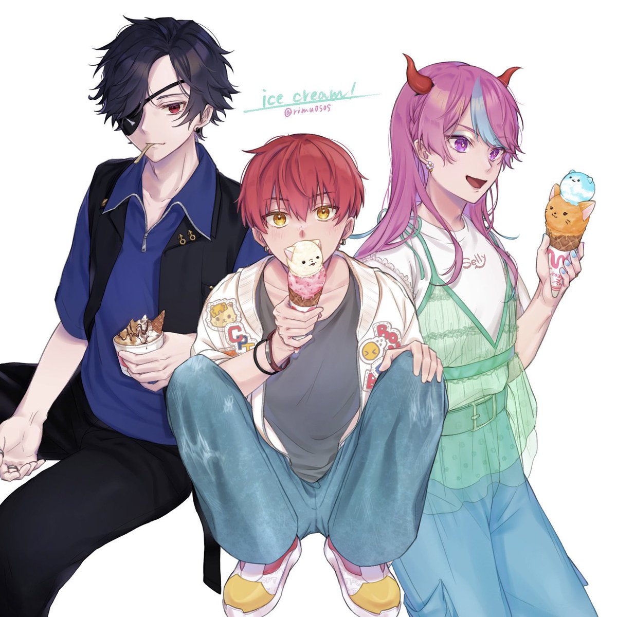 「あいす おいしい #もんどあーと #selly55 #Cpt_art」|rimuのイラスト