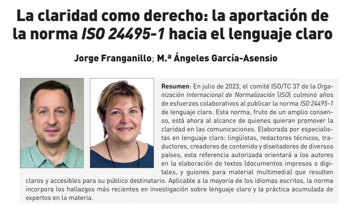 thinkepi (@thinkepi) on Twitter photo Sobre la norma ISO 24495-1, con directrices y principios para un lenguaje claro, nos hablan <a href="/franganillo/">Jorge Franganillo</a> y Mª Ángeles García Asensio en este <a href="/thinkepi/">thinkepi</a> doi.org/10.3145/thinke… Sobre la norma ISO 24495-1, con directrices y principios para un lenguaje claro, nos hablan <a href="/franganillo/">Jorge Franganillo</a> y Mª Ángeles García Asensio en este <a href="/thinkepi/">thinkepi</a> doi.org/10.3145/thinke…