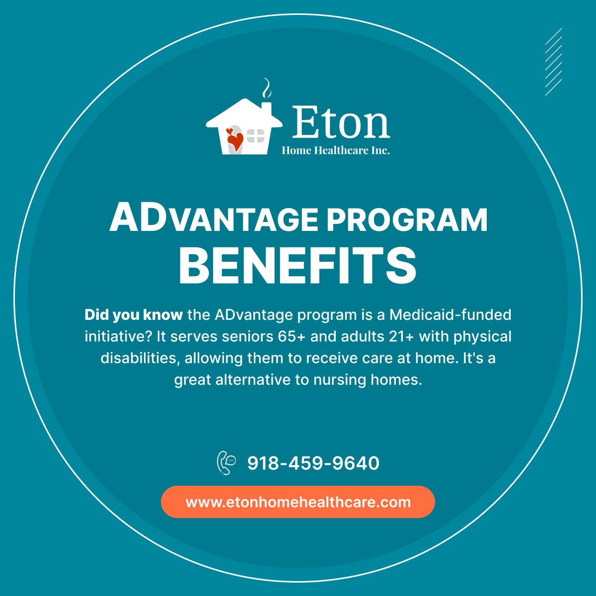 etonhomehcinc's tweet image. The ADvantage program helps seniors and adults with disabilities stay in their homes while receiving necessary care. It's a beneficial alternative to nursing homes. Learn more about this valuable program! 

#BrokenArrowOK #HomeHealthCare #ADvantageProgram
