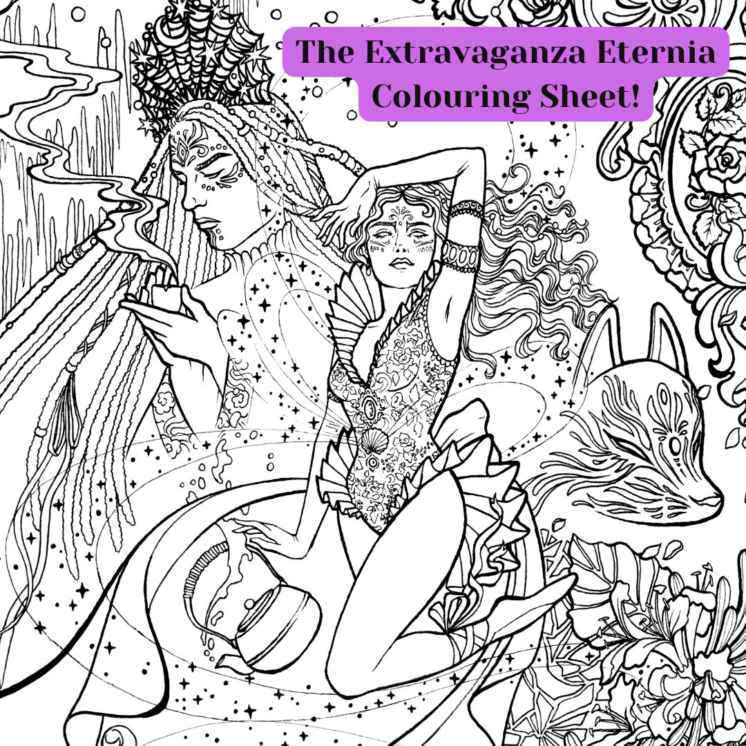 To celebrate the release of The Extravaganza Eternia tomorrow, Kristin Osani had the great idea of creating a colouring page of the beautiful cover, and @danibatsheva kindly obliged. Download a copy at the link below, and please post and tag us in your finished images!