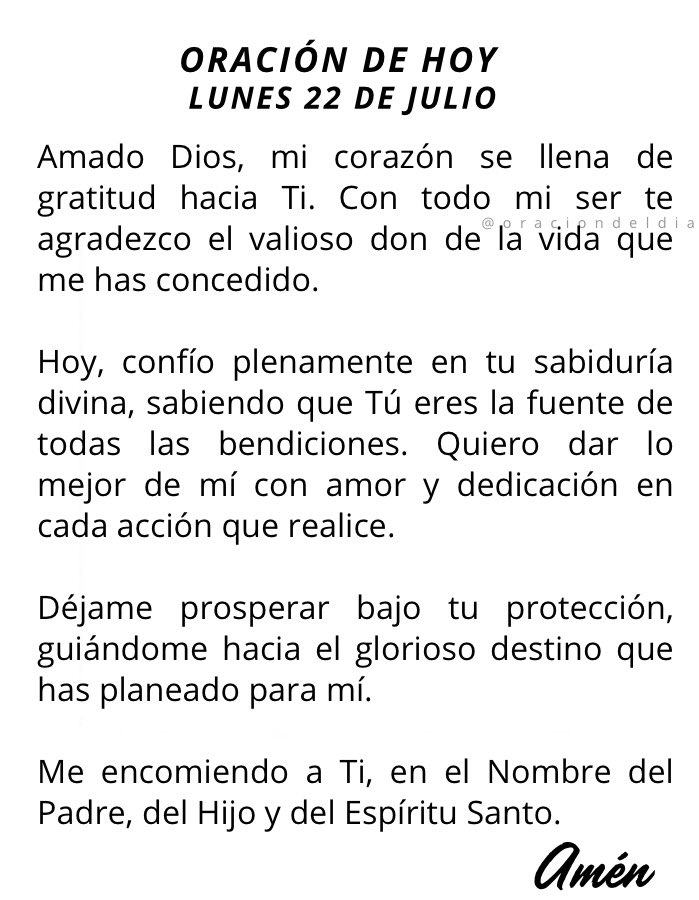 Oración de hoy lunes 🌟