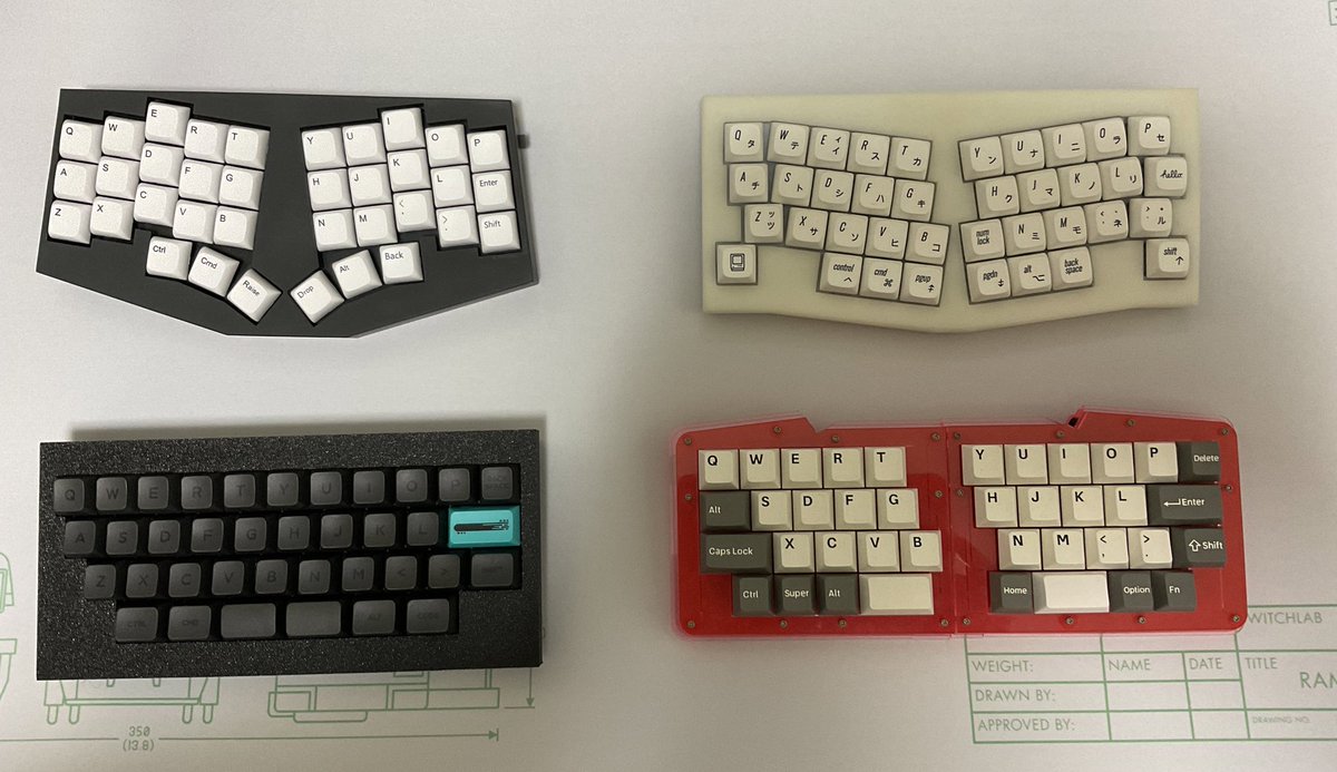 0002ozlet's tweet photo. > 39キーに興味が出てきた
うちに転がっていた、36、37、38、39キーのキーボードです。各種レイアウトを取り揃えてみました。#cool536lc #ckb3 #cool838ax #cool939 #自作キーボード https://t.co/keux3YN4ac