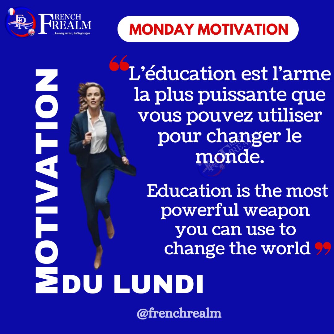 FrenchRealmFR's tweet image. Start your week with a positive mindset and watch the magic happen. 💪🏽 🚀
 Here&apos;s  a little motivation to kickstart your week! 💪🇫🇷 Bonne nouvelle semaine! 

Merci...

#MondayMotivation #Frenchclass #FrenchLanguageLearning #LearnFrenchWorldwide #OnlineFrenchclass
