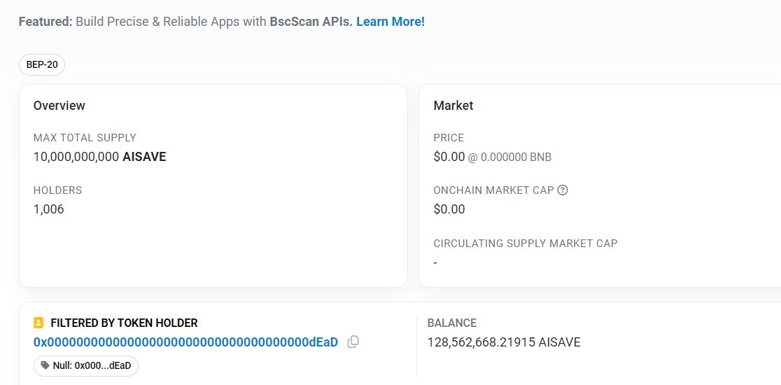 AISAVE has destroyed a total of 128,562,668.21915  . Since the ecological mining project, our users have continued to increase, and the project is also progressing steadily. We believe that AISAVE will become stronger and stronger!!!