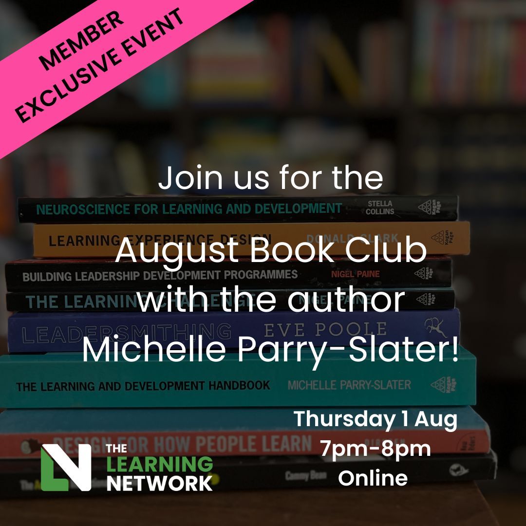 The Learning Network (@learningnetwk) on Twitter photo Join us at the LN Bookclub on 1st Aug when we'll discuss the "Learning and Development handbook" with the author Michelle Parry-Slater <a href="/MiPS1608/">Michelle Parry-Slater #TheLnDHandbook</a> & your hosts Kristina Rodier & Helen Palmer
๐ Thursday 1st Aug 2024
โ7pm-8pm BST
๐ buff.ly/3yDdHyJ
#LNbookclub Join us at the LN Bookclub on 1st Aug when we'll discuss the "Learning and Development handbook" with the author Michelle Parry-Slater <a href="/MiPS1608/">Michelle Parry-Slater #TheLnDHandbook</a> & your hosts Kristina Rodier & Helen Palmer
๐ Thursday 1st Aug 2024
โ7pm-8pm BST
๐ buff.ly/3yDdHyJ
#LNbookclub