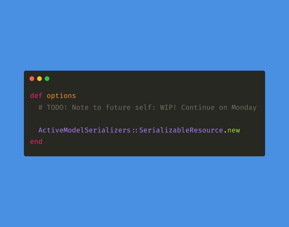 HelloMaxDev's tweet image. My "present self" loves my "past self" for those helpful TODO comments left for my "future self."
📝 Keeping "us" on track!
#SoftwareEngineering #Ruby #Code