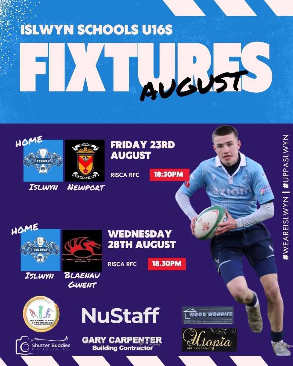 ISRU15s's tweet photo. 𝙄𝙨𝙡𝙬𝙮𝙣 𝘿𝙚𝙬𝙖𝙧 𝙎𝙝𝙞𝙚𝙡𝙙 | Pre-Season ⤵️

𝙃𝙖𝙥𝙥𝙮 𝙈𝙤𝙣𝙙𝙖𝙮‼️

As we announce our Pre-Season fixtures📢 

📆 23rd August
🆚 @NPTschools15 (H)
🏟️ @RiscaRFC
🕰️ 18:30pm KO

 📆 28th August
🆚 @BGSchoolsRU (H)
🏟️ @RiscaRFC
🕰️ 18:30pm KO

#WeAreIslwyn | #UppaSlwyn 🔷 https://t.co/uNPow3YcA5