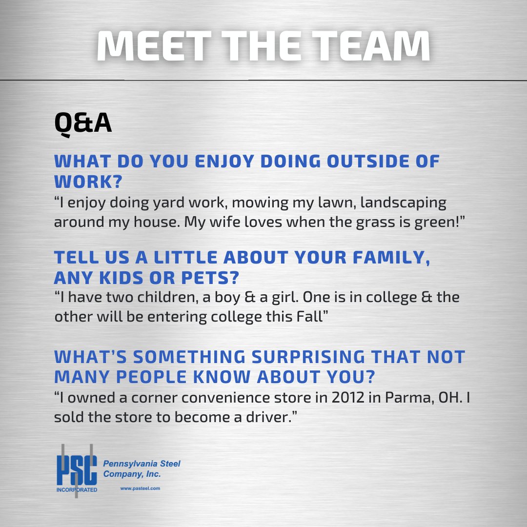 steel_pa's tweet image. Shining a spotlight on Samir Alatrash, who helps us deliver excellence every day. Thank you for your hard work and dedication. 🌟

#pasteel #employeespotlight #pasteelteam #steelsupplier