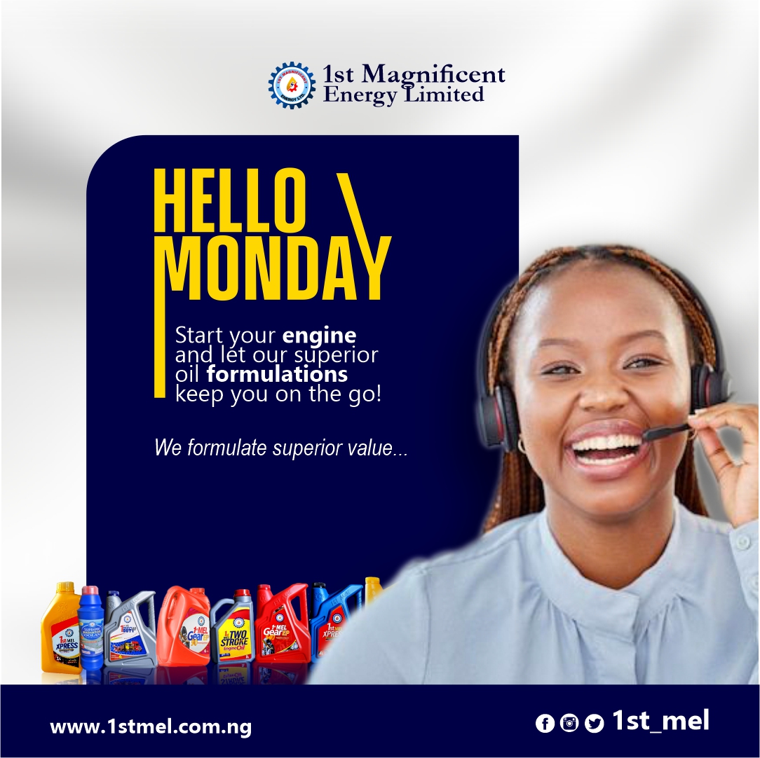 1stMelEnergy's tweet photo. Hello Monday!
Start your engine and let our superior oil formulations keep you on the go!
We Formulate superior Value...
#monday
#newweek
#superiorvalue
#engineoil
#engineoilchange
#happynewmonth
#viralpost
#goviral https://t.co/tpoxoMw8Oj