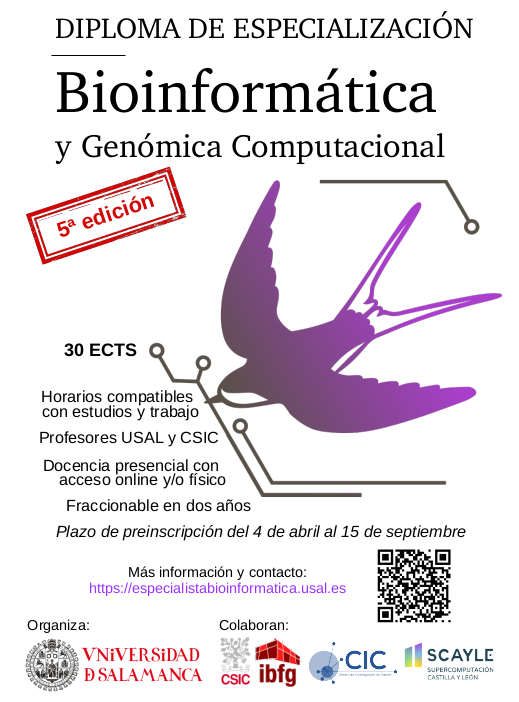 ¡Es hora de pensar en un refrescante futuro! 
* Formación compatible con horarios de trabajo
* De lo básico a lo puntero
* Adaptado para perfiles bio
* Preinscripciones hasta el 15 de septiembre
* Presencial y online (streaming)

+info: especialistabioinformatica.usal.es
