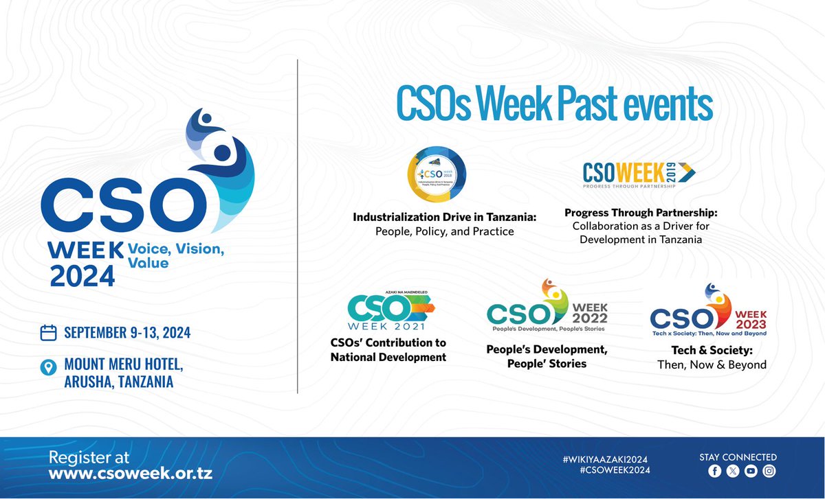 CSOWeek's tweet image. Past CSO Week events &amp;amp; its themes:
1⃣ #CSOWeek2018
2⃣ #CSOWeek2019
3⃣ #CSOWeek2021
4⃣ #CSOWeek2022
5⃣ #CSOWeek2023
6⃣ #CSOWeek2024