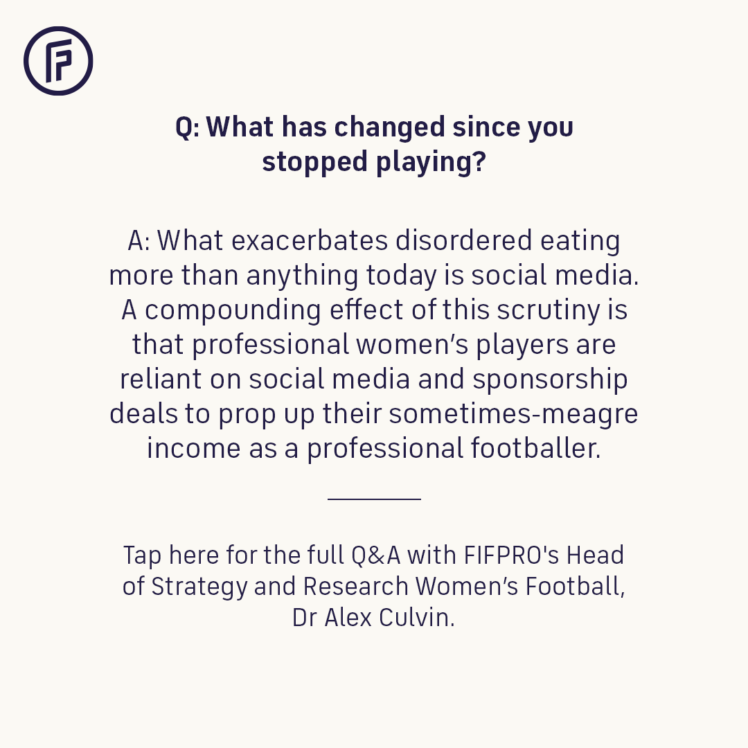 FIFPRO's tweet photo. What is disordered eating, and why has the #DrakeFootballStudy revealed that one in five women's footballers experienced it over a 12-month period?

🗣️ Dr @AlexCulvin

@TheDrakeFdn | @PushBraces | @MehilainenOy | @AmsterdamUMC