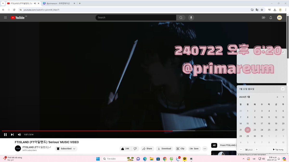 primareum's tweet photo. 240722 오후 6시  

#FTISLAND #FT아일랜드 #Serious #BURN_IT #Serious_MV_감상 https://t.co/uWq0yhIYLj