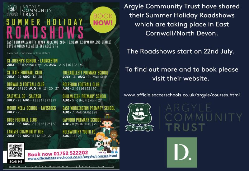 DartmoorMAT's tweet photo. We had some issues with our Twitter account over the weekend! Some summer holiday ideas:
BWCA contact craig.penberthy@brendenworthcricket.com. Burton at Bideford please call 01237 471455. Argyle Community Trust go to https://t.co/ygxUu7kVoV #summerholidays #thingstodo #daysout https://t.co/D5FISzhSYG