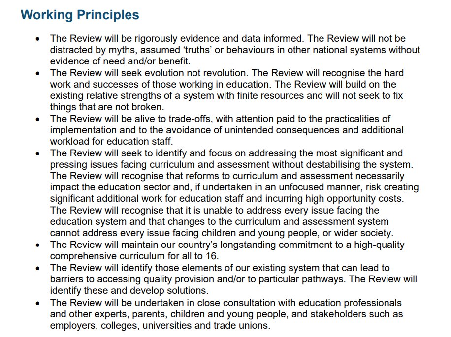 Ok so I was initially quite worried about the Curriculum and Assessment review, but this is great. Nuanced, sensible, robust, respectful and reasonable.

assets.publishing.service.gov.uk/media/6699698f…