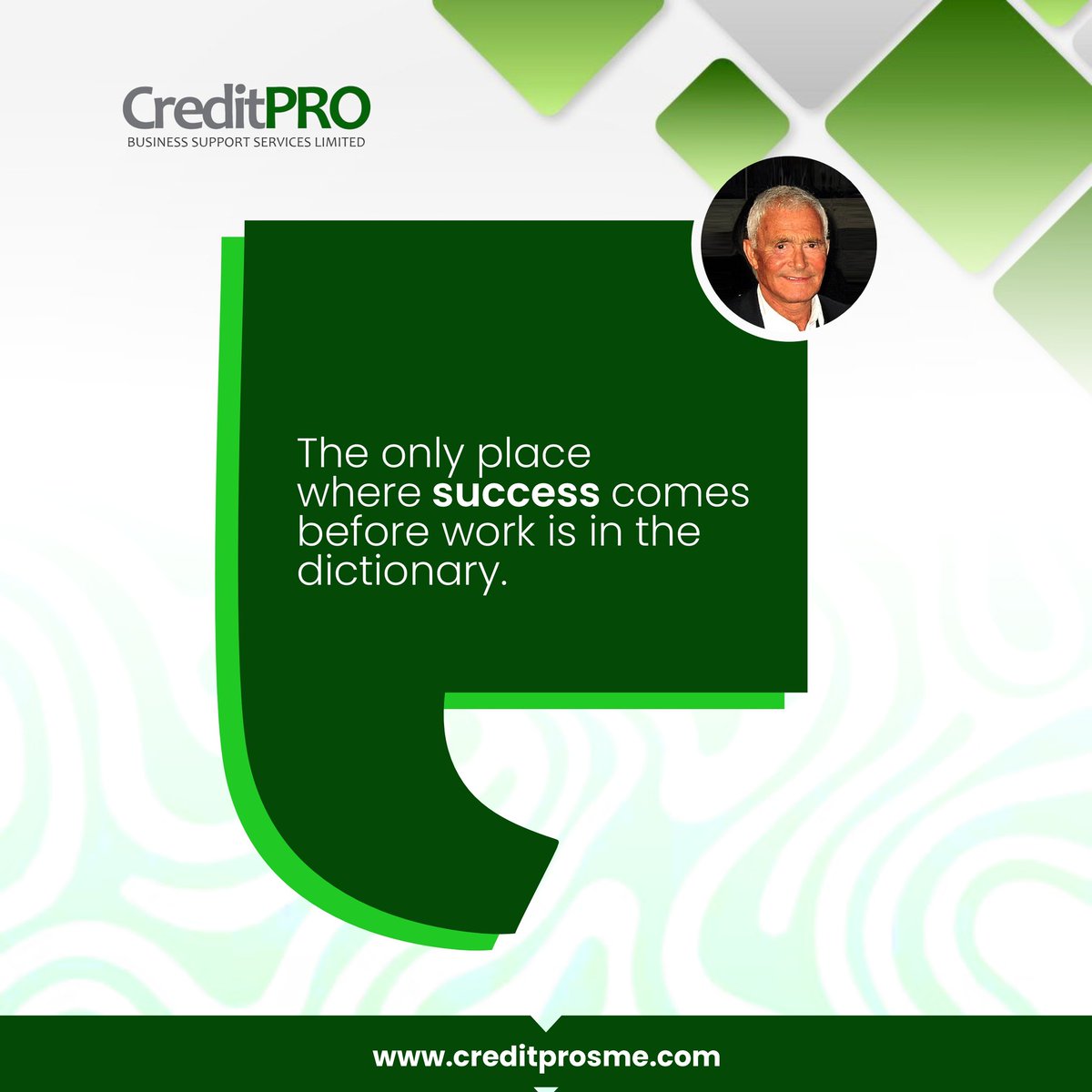 creditprosmes's tweet photo. The only place where success comes before work is in the dictionary. - Vidal Sassoon
Let's put in the work this week to get the results that we want
#NewWeekQuote #Hardwork #Entrepreneur #Businessman #Businesswoman https://t.co/gY6jVRBbqI
