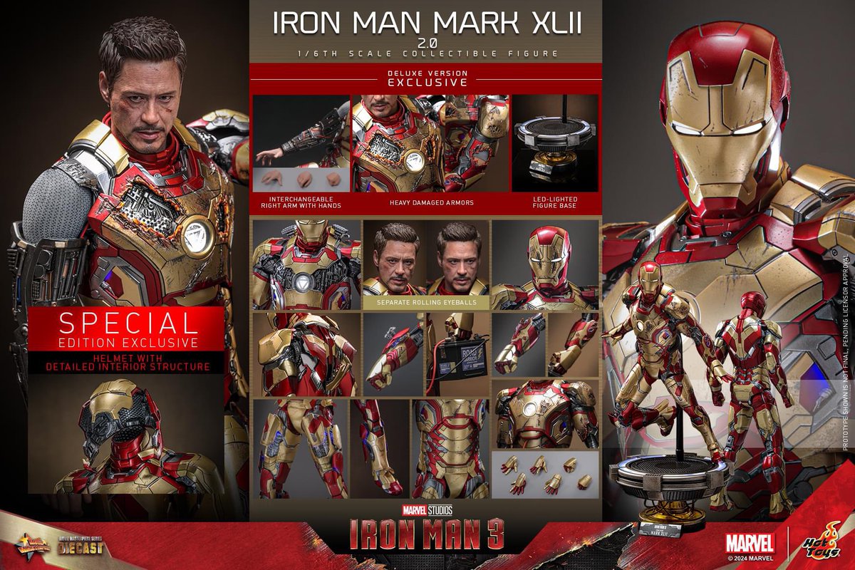 6thscale_KaWu's tweet photo. 【Iron Man 3 - 1/6th scale Iron Man Mark XLII (2.0) Collectible Figure (Deluxe Verison)】
ACGHK 2024 2nd new announcement!
Part 2
#IronMan #Mark42 #MarkXLII #Marvel #MarvelStudios #HotToysCollectibles #Sixthscale #UltimateMarvel2024 https://t.co/tXrqKbdFg0
