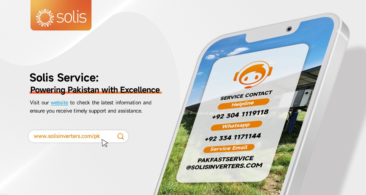 Solis_Inverters's tweet photo. #SolisService: Solis inverters are selling hot in #Pakistan! At SOLIS, we are dedicated to continuously improving our service quality. If you have any questions, please call our service helpline at +92 304 1119118. You can also contact us via WhatsApp at +92 334 1171144 or email us at pakfastservice@solisinverters.com.

🌐 Please visit our website for more updates. Your satisfaction is our top priority, and we are committed to providing you with the best service.

🤝 Thank you for your continued support. We look forward to assisting you with any inquiries.

#SolisInverter #SolarEnergy #EnergyTransition #Sustainability