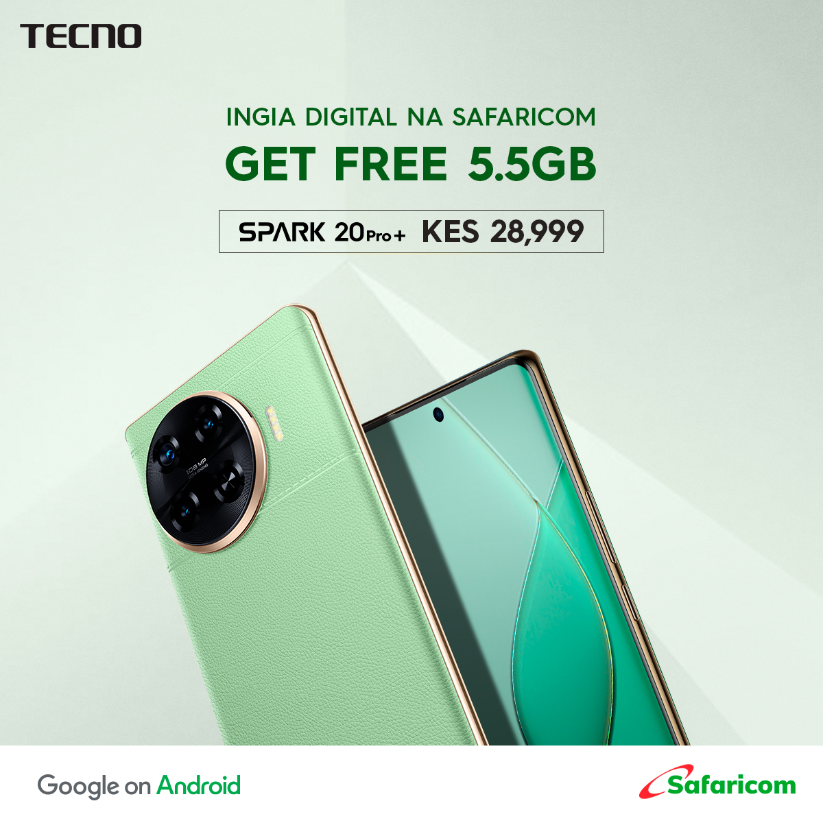 TECNOMobile254's tweet photo. Ingia Digital na Safaricom! Buy the TECNO Spark 20 Pro plus for just 28,999 and get 5.5GB FREE! Stay connected and enjoy endless possibilities. ππ± #Spark20Pro #IngiaDigital #Safaricom #tecno #tecnokenya https://t.co/OLvolMj15M