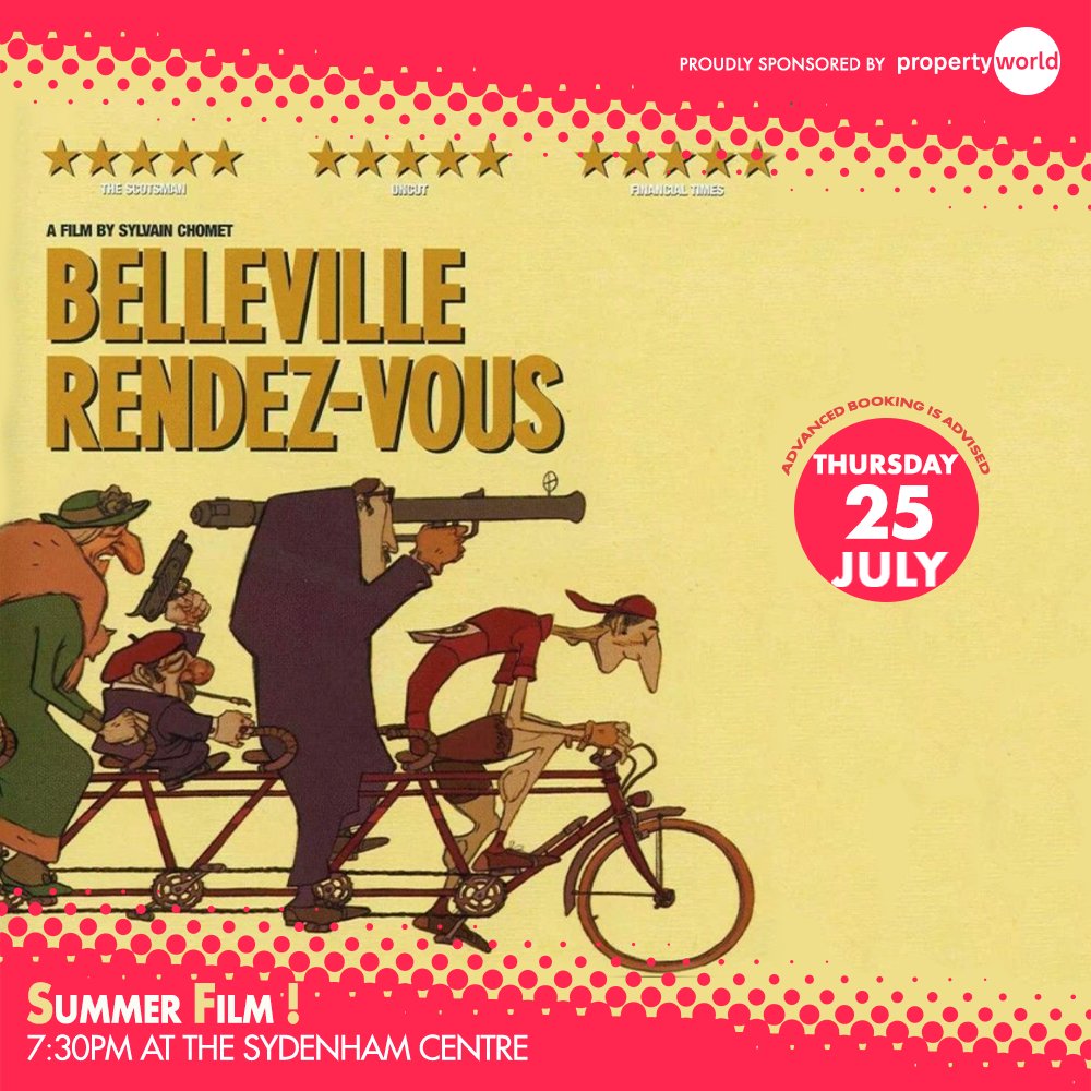 This  Thursday, there will be laughter, and tears of joy, maybe singing and  even a bit of dancing. Don't miss this devilishly original and hilarious  animation that will make your summer! #bellevillerendezvous #thetripletsofbelleville #animation #film #tourdefrance #SE26 #cinema