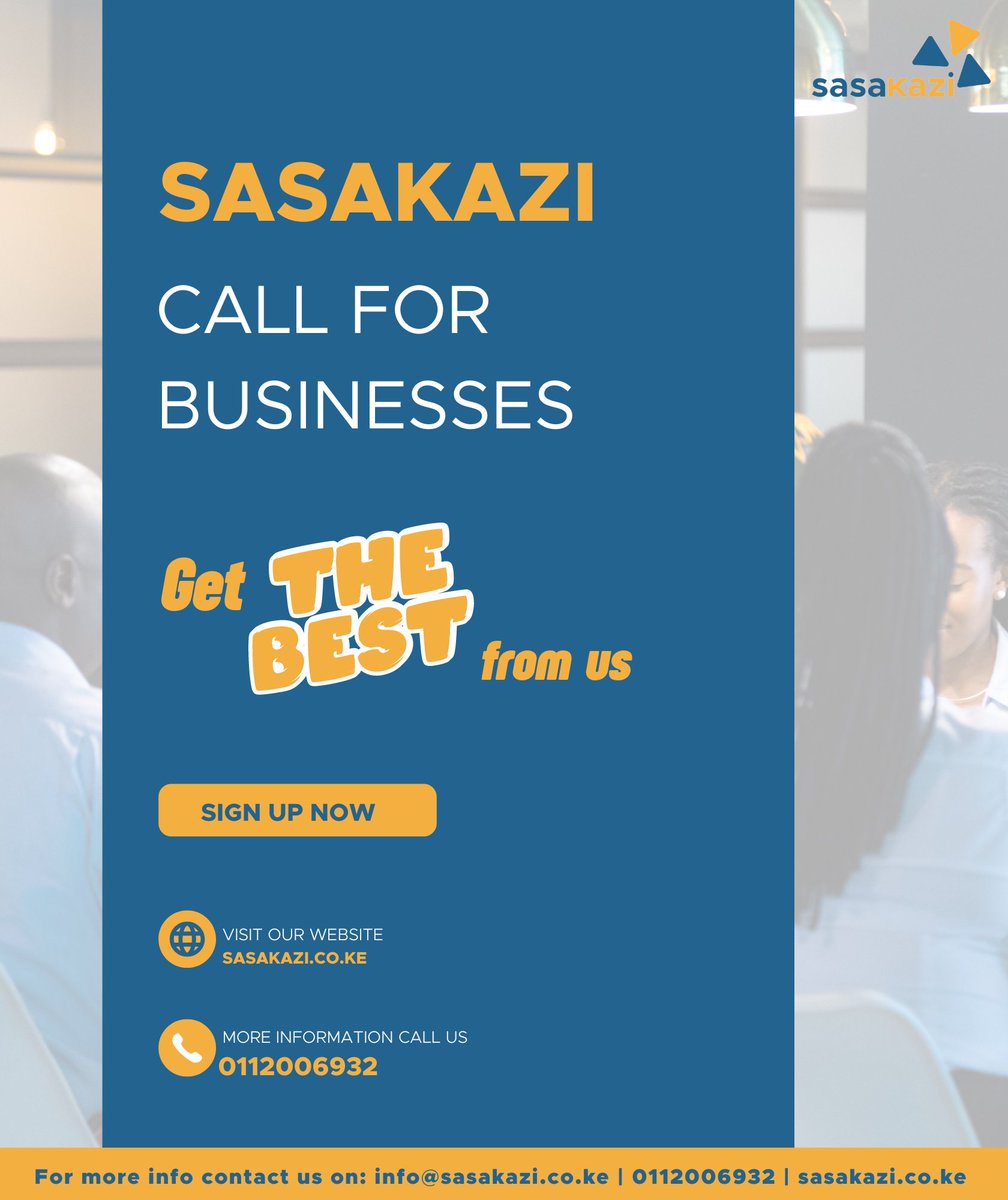 Dear businesses, we may not guarantee that our tech talent graduates will present elegantly looking CVs while seeking a job at your organizations, what we can promise is a highly-skilled tech-talent to help digitize your business.

Sign Up at  sasakazi.co.ke